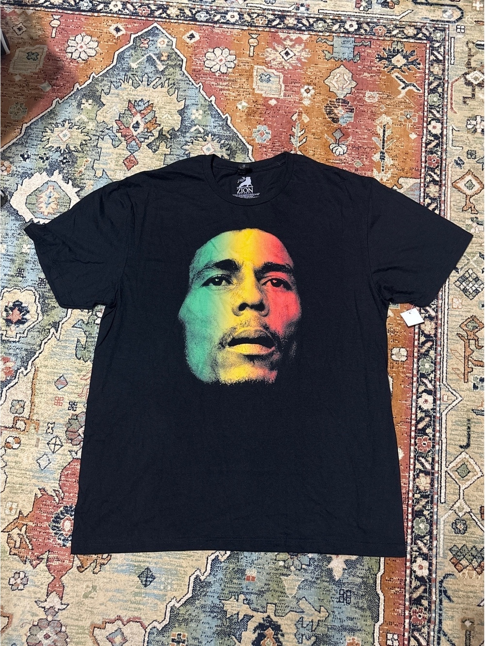 Zion Rootswear Bob Marley Graphic T-Shirt Black Large